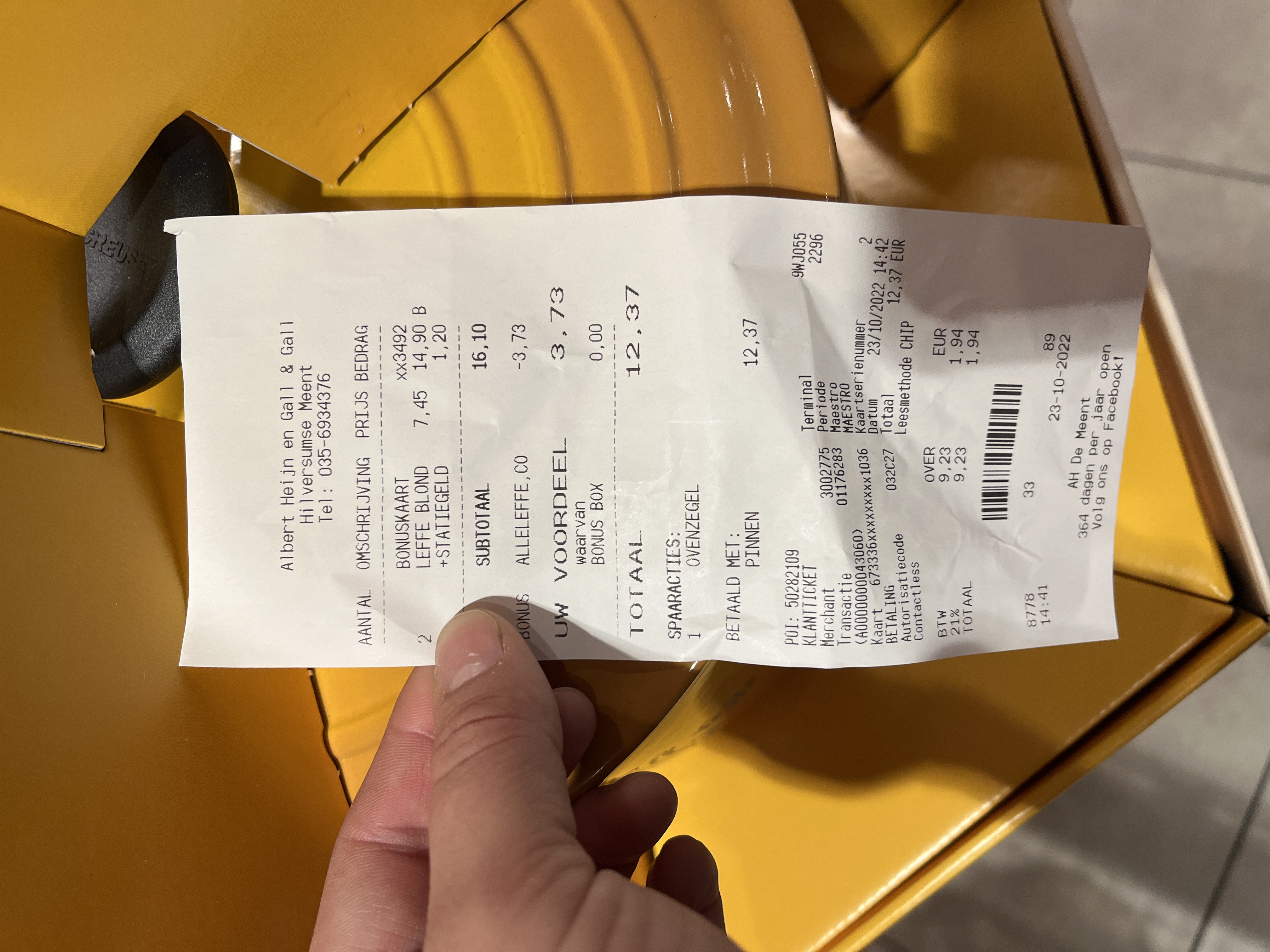 Shopping receipt